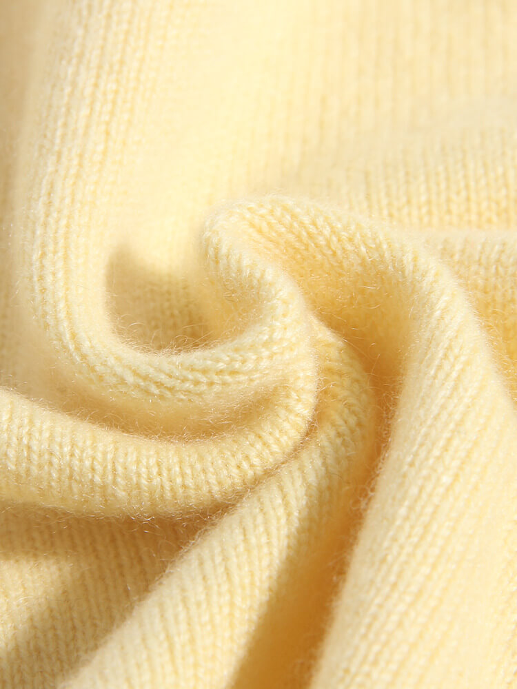 Soft Yellow Kids Cashmere Sweater with Embroidered Flowers